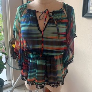 BEBE extra extra small colorful filmy chiffony top